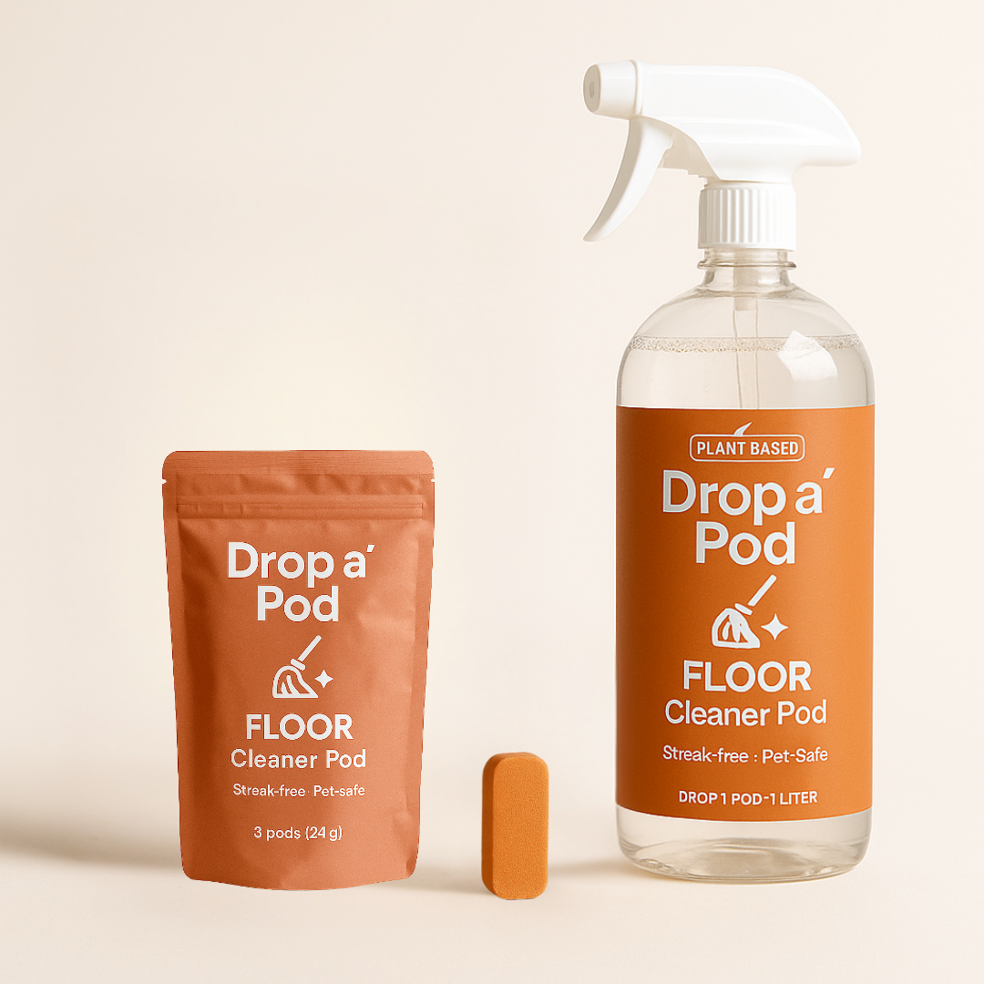Drop a Pod Floor Cleaner Starter – 1 Bottle + 3 Pods (Makes 3L)