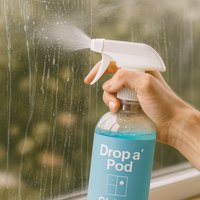 Drop a Pod Glass Cleaner Extended Starter System – 1 Bottle + 12 Pods (Makes 12L)