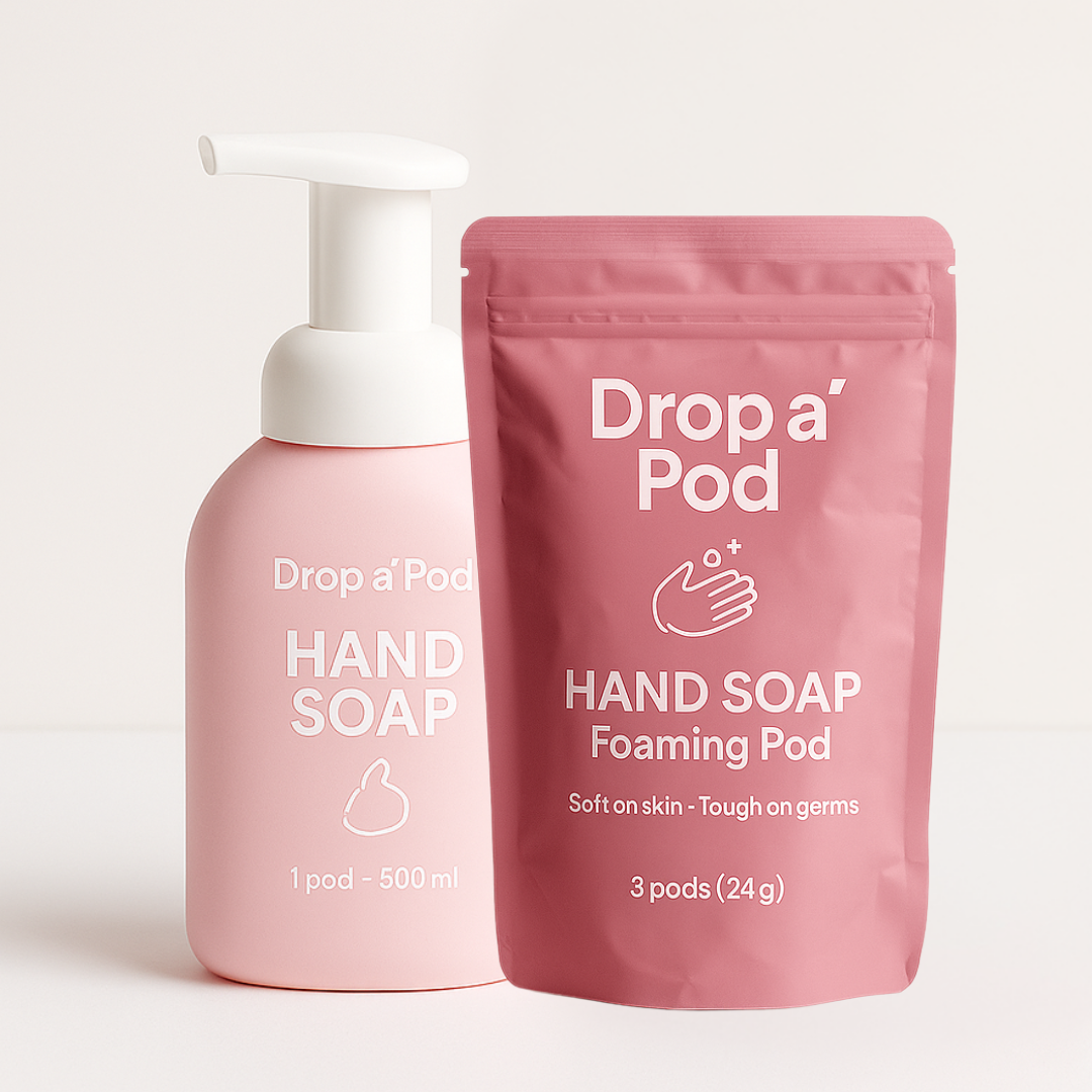 Drop a Pod Foaming Hand Soap Starter – Rose (1 Bottle + 3 Pods, Makes 3 Bottles)