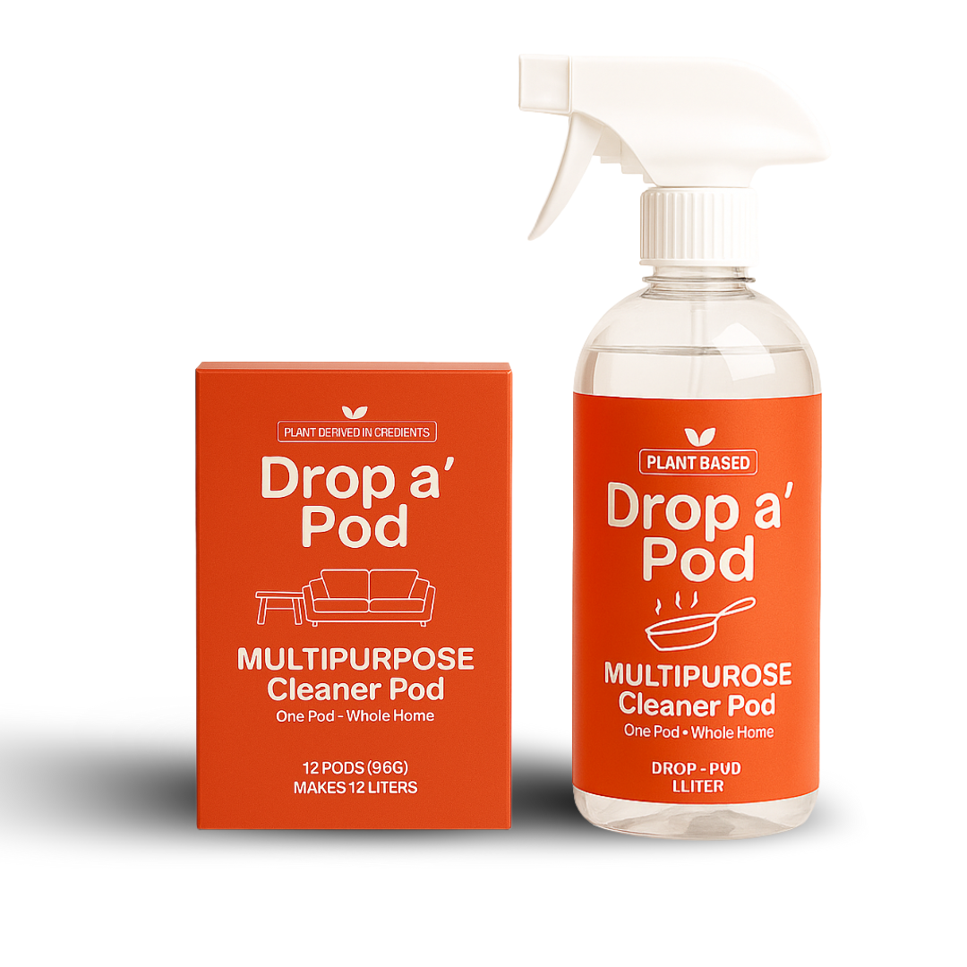 Drop a Pod Multipurpose Cleaner Extended Starter System – 1 Bottle + 12 Pods (Makes 12L)