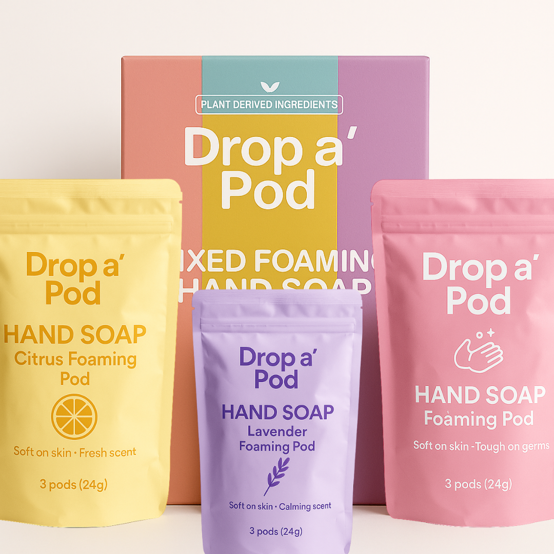 Drop a Pod Hand Soap Refill Pods – 9 Pack (Makes 9 Bottles) | Eco-Friendly, Gentle, Refillable