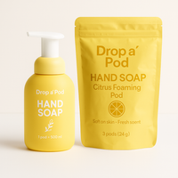 Drop a Pod Foaming Hand Soap Starter Kit – 3 Refillable Bottles + 9 Pods (Makes 9 Refills) | Gentle, Eco-Friendly