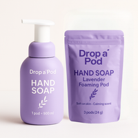 Drop a Pod Foaming Hand Soap Starter Kit – 3 Refillable Bottles + 9 Pods (Makes 9 Refills) | Gentle, Eco-Friendly